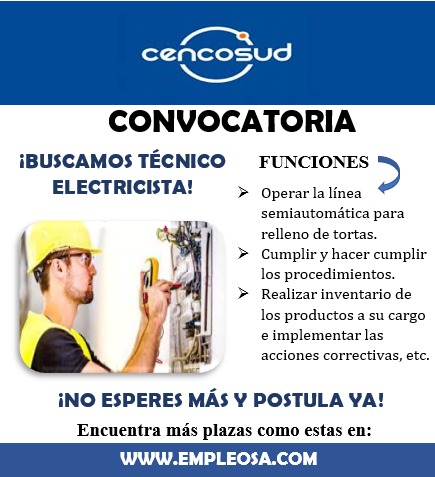 Técnico Electricista - Central de Tortas Chorrillos